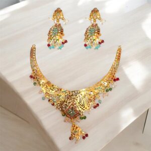 Gold Plated Copper Jadau Hansali Jewellery Set