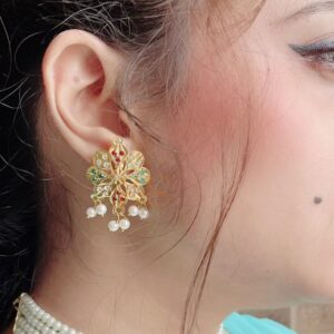 Pearl Layered Set With Copper Stud Earrings